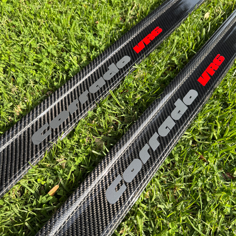 Corrado Carbon Fiber Door Sills Corrado VR6 Logos