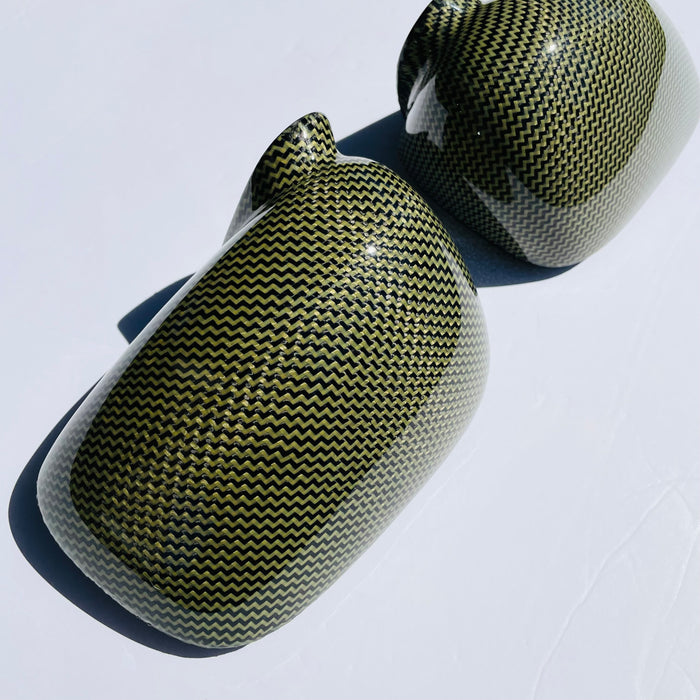 Corrado Carbon/Kevlar Side Mirrors Ylw/Blk Diagonal Weave